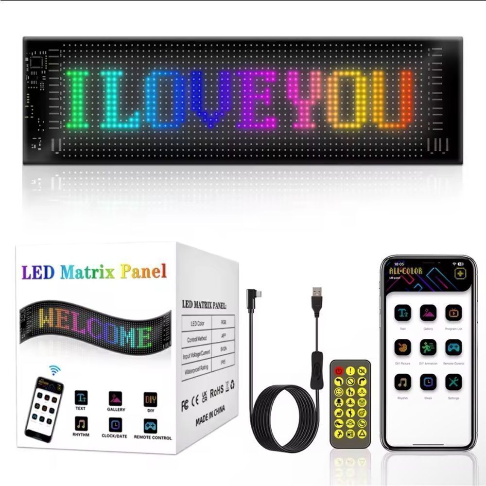 RGB Matrix Pixel Panel Scrolling Bright Advertising LED Signs (20x64 pix-7x36in)